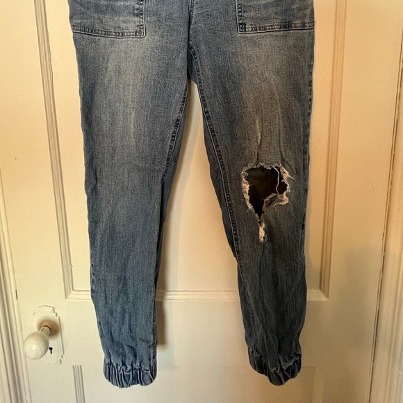 Jogger Jean Women's Pant, Adjustable Waistband, Distressed, US M - Picture 3 of 4